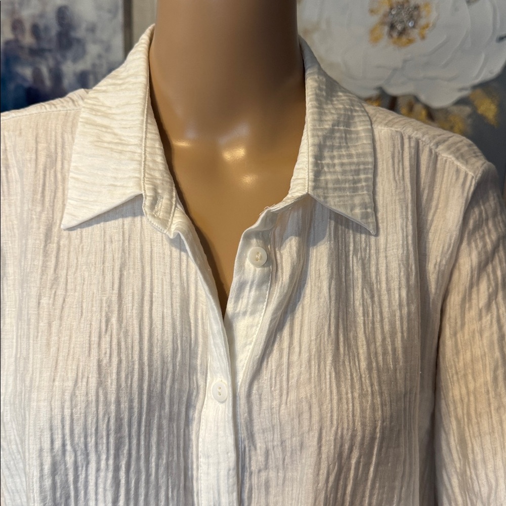 White Button-Up Shirt Dress - Picture 4 of 12
